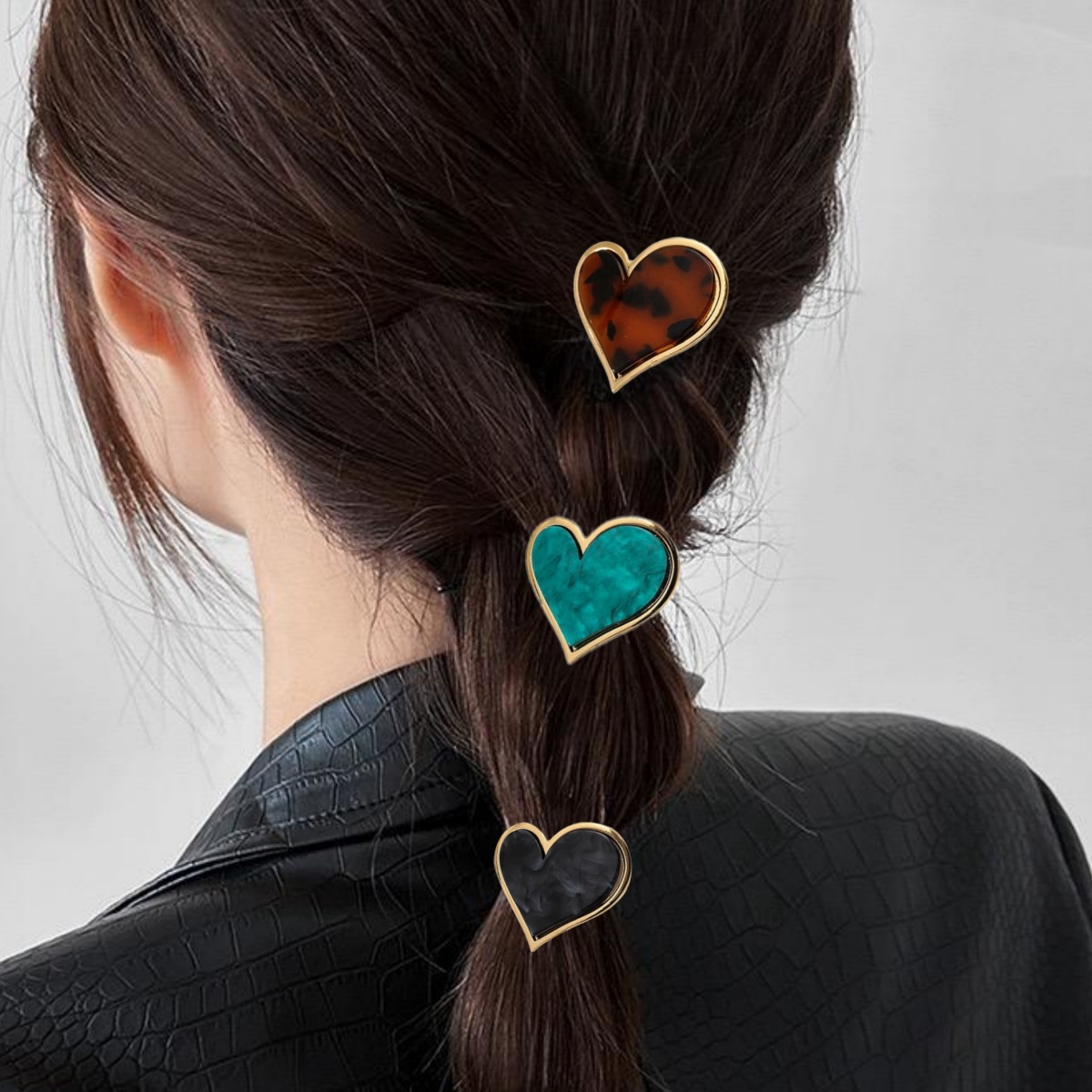Women's Retro Heart Shape Acetic Acid Sheets Plating Hair Clip display picture 5