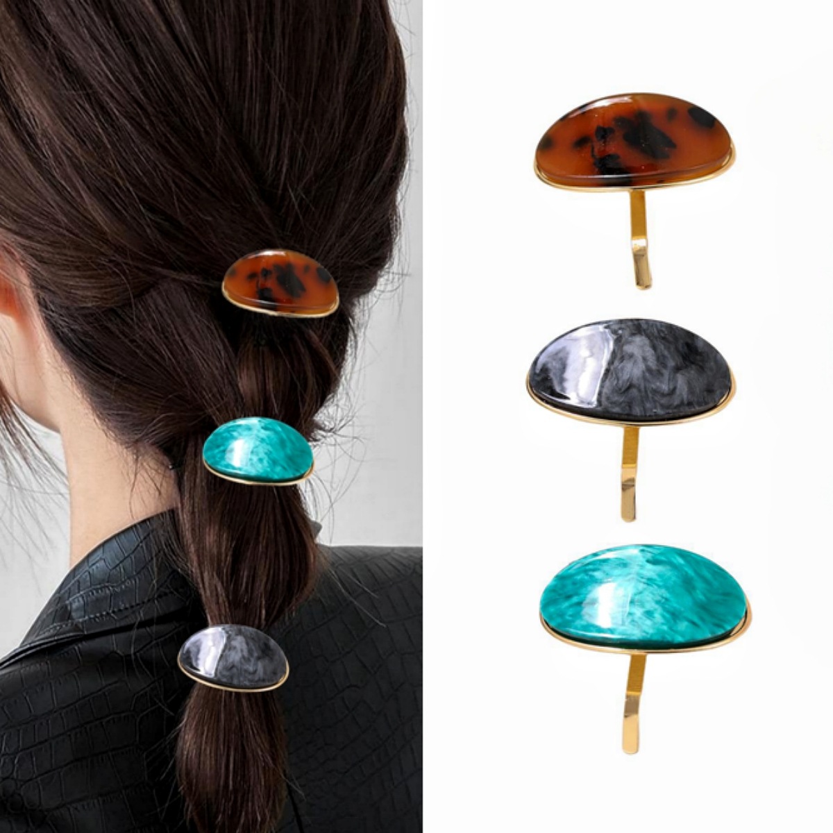 Women's Retro Color Block Acetic Acid Sheets Plating Hair Clip display picture 3