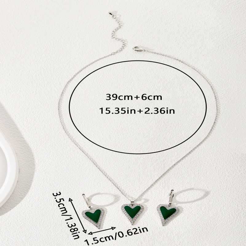 Copper Silver Plated Simple Style Classic Style Heart Shape Enamel Plating Jewelry Set display picture 6