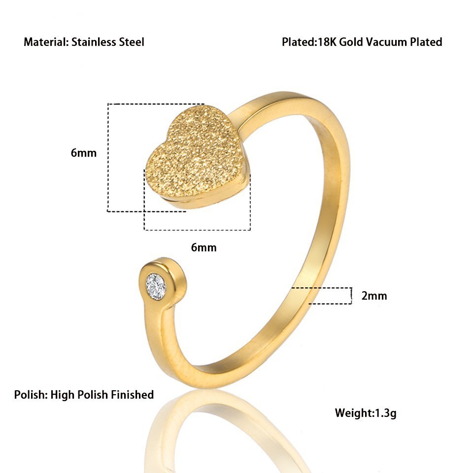 Acero Inoxidable Chapados en oro de 18k Dulce Forma De Corazón Mariposa Anillos Abiertos display picture 16