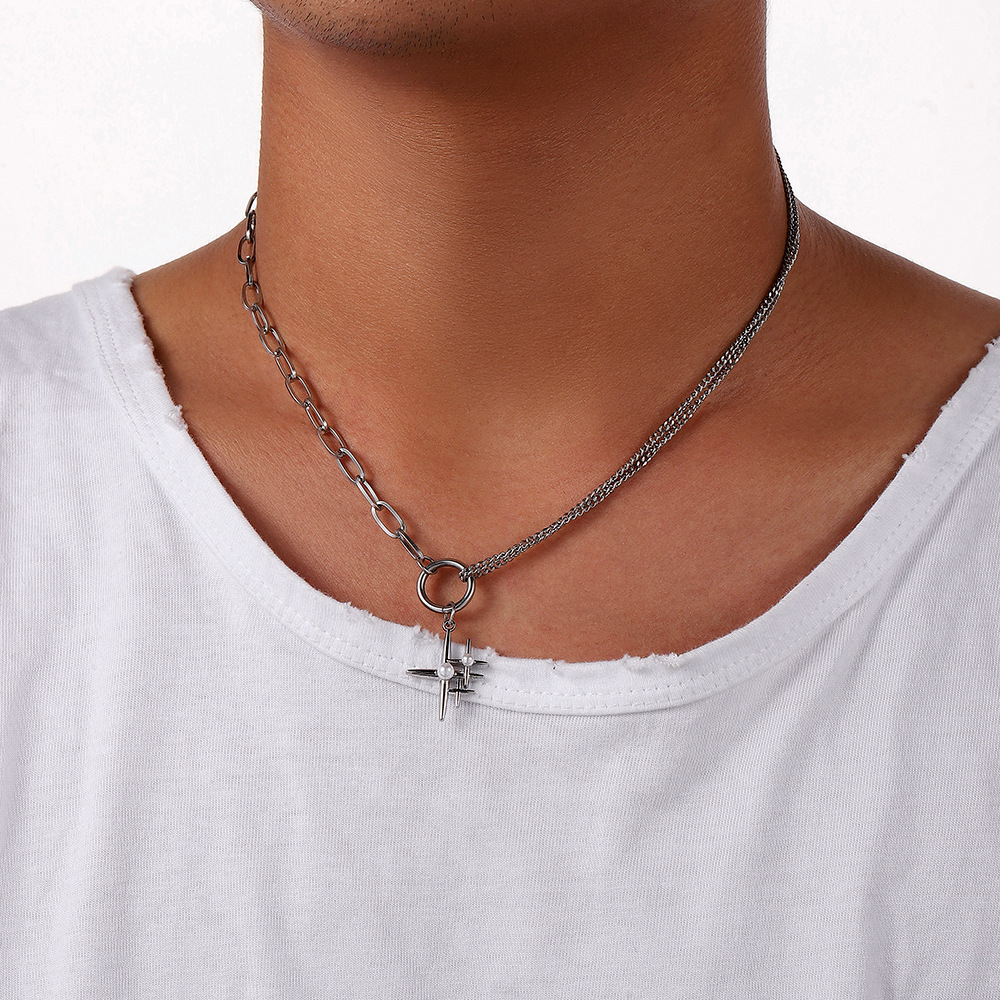 Stainless Steel Simple Style Cross Plating Pendant Necklace display picture 1