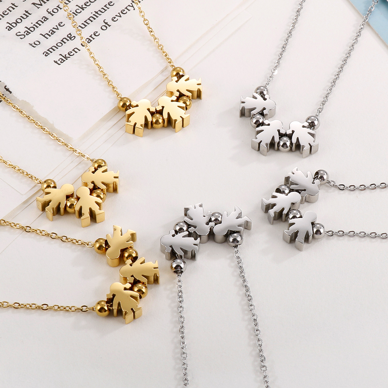 Stainless Steel 18K Gold Plated Simple Style Human Pendant Necklace display picture 14