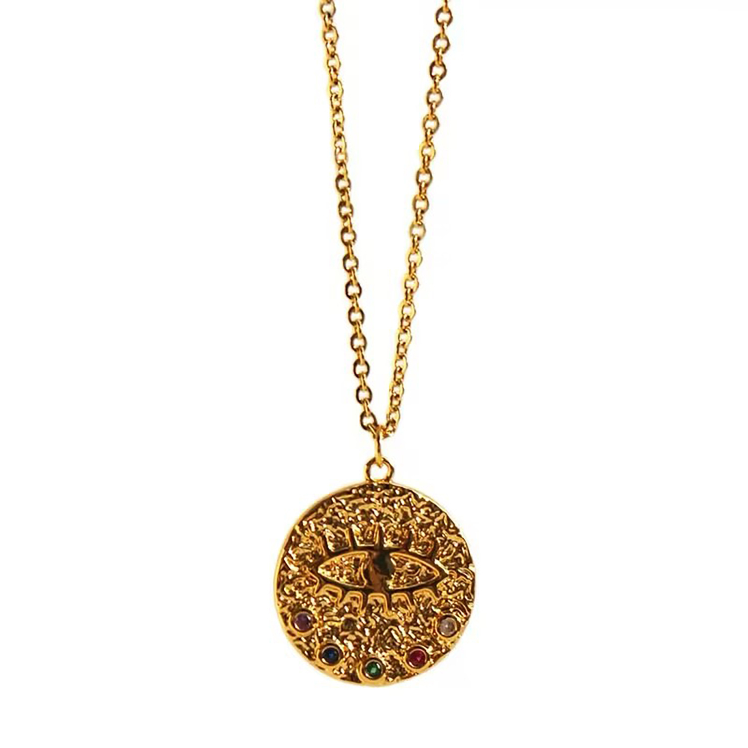 Copper 18K Gold Plated Simple Style Round Devil's Eye Pendant Necklace display picture 1