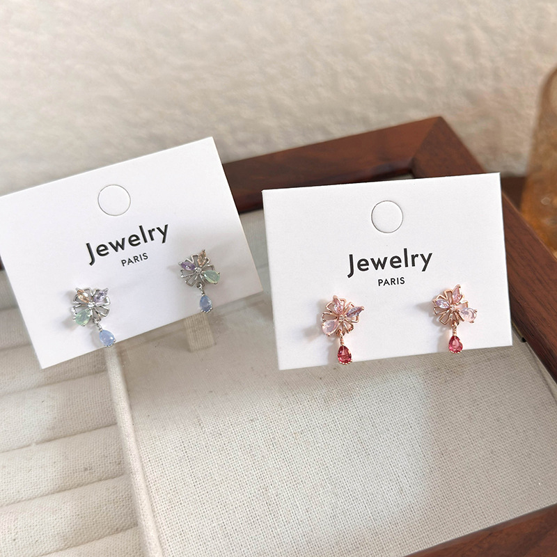 1 Pair Sweet Flower Inlay Copper Zircon Drop Earrings display picture 6