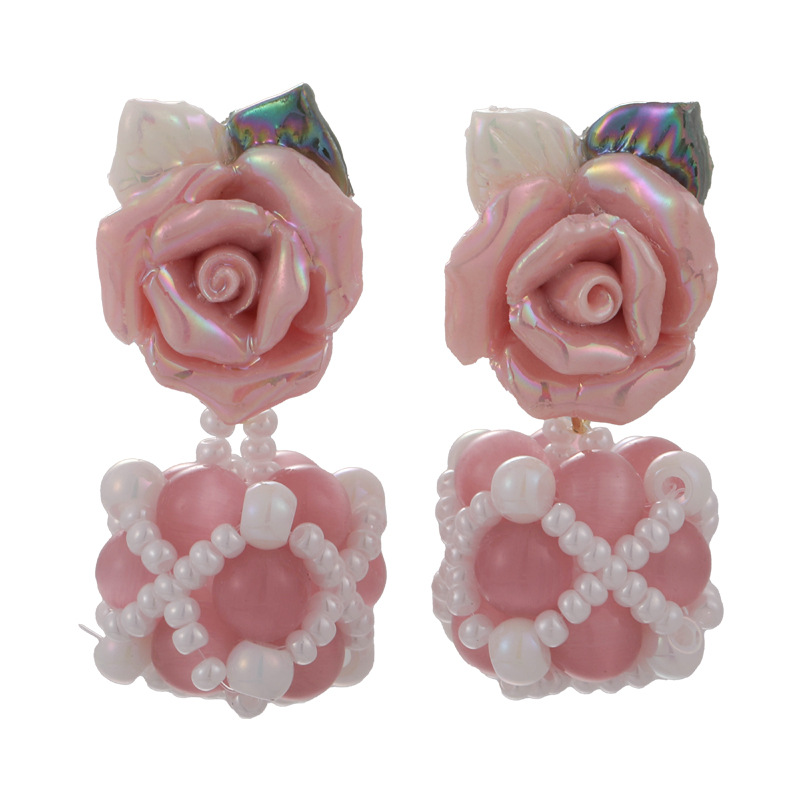 1 Pair Cute Flower Glass Ceramics Ear Studs display picture 7