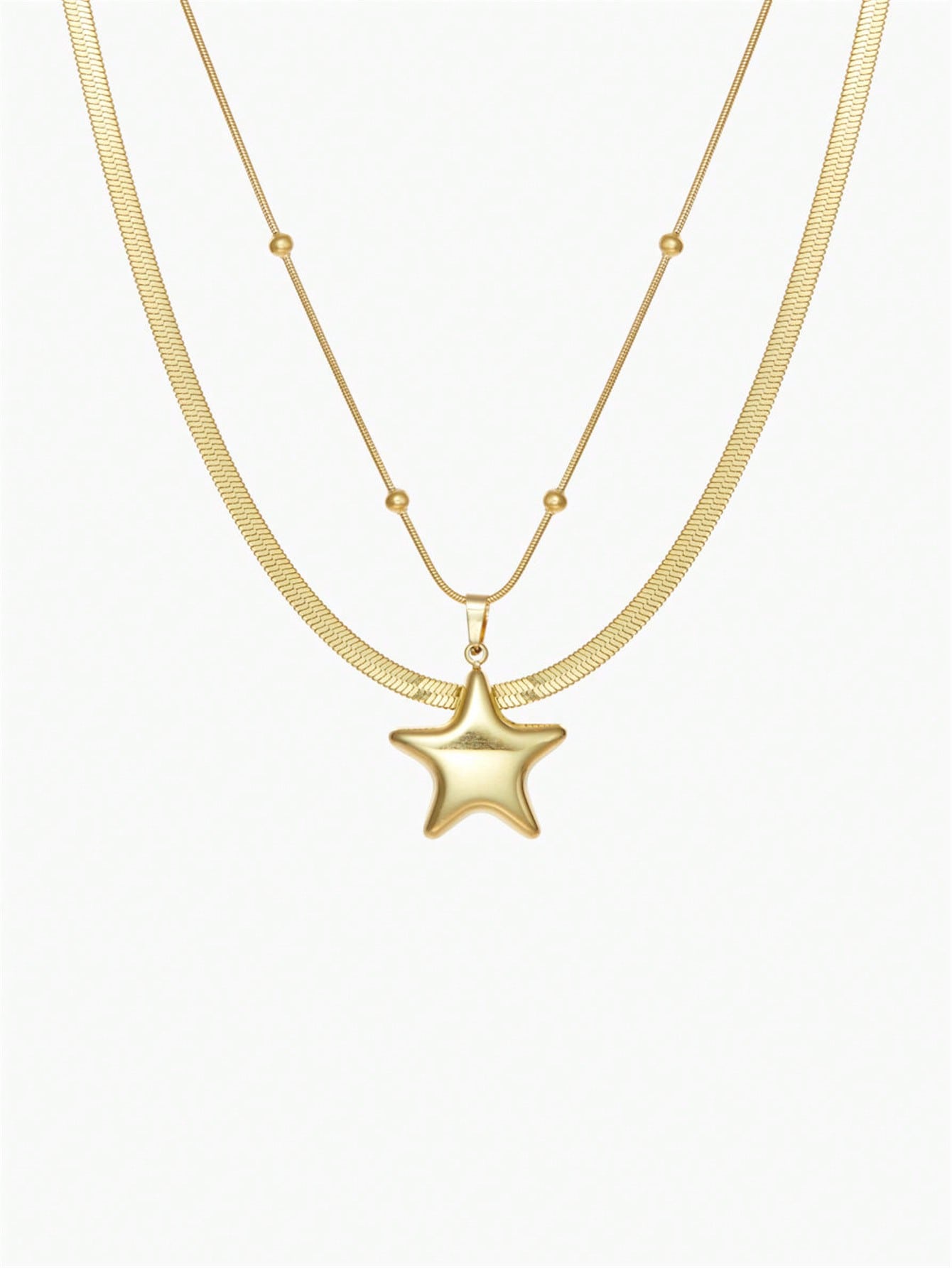 Stainless Steel 18K Gold Plated Simple Style Layered Pentagram Layered Necklaces display picture 6
