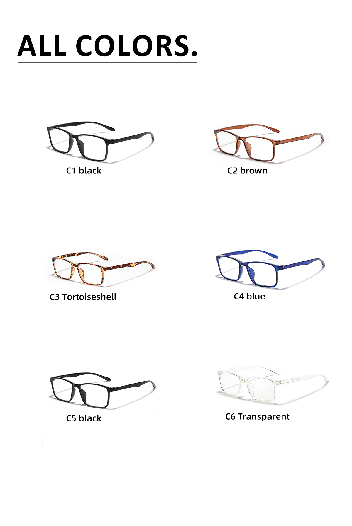 أسلوب بسيط اللون الصامد تيار متردد مربع اطار كامل النظارات البصرية display picture 1