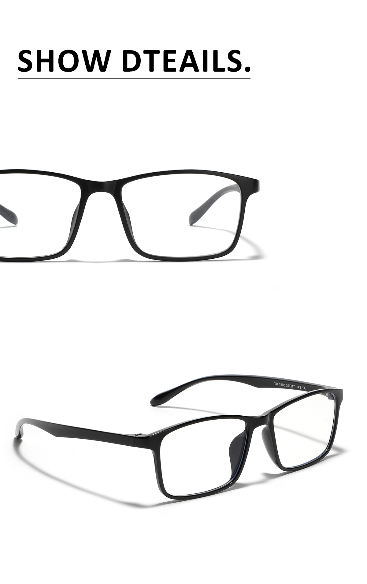 أسلوب بسيط اللون الصامد تيار متردد مربع اطار كامل النظارات البصرية display picture 4