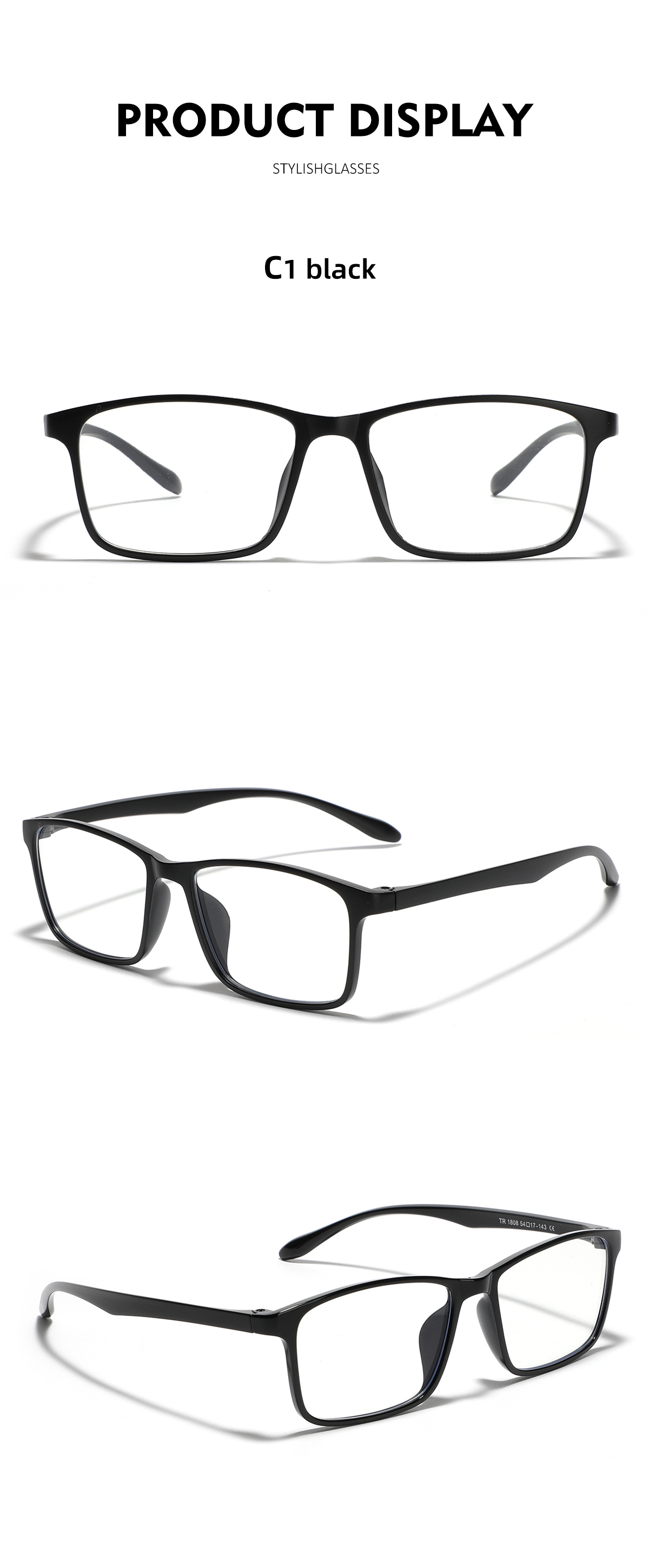 أسلوب بسيط اللون الصامد تيار متردد مربع اطار كامل النظارات البصرية display picture 10