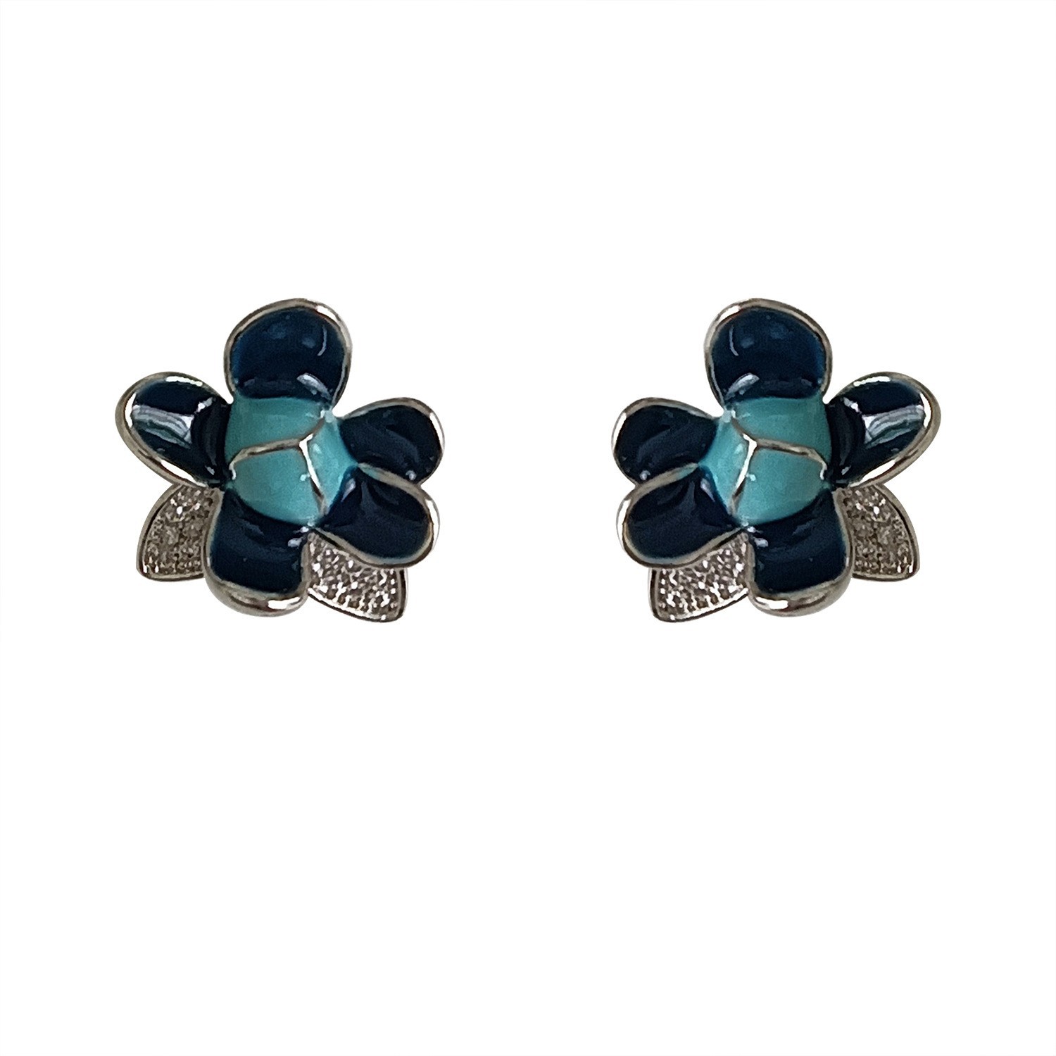 1 Pair Sweet Flower Inlay Copper Zircon 18K Gold Plated Ear Studs display picture 6