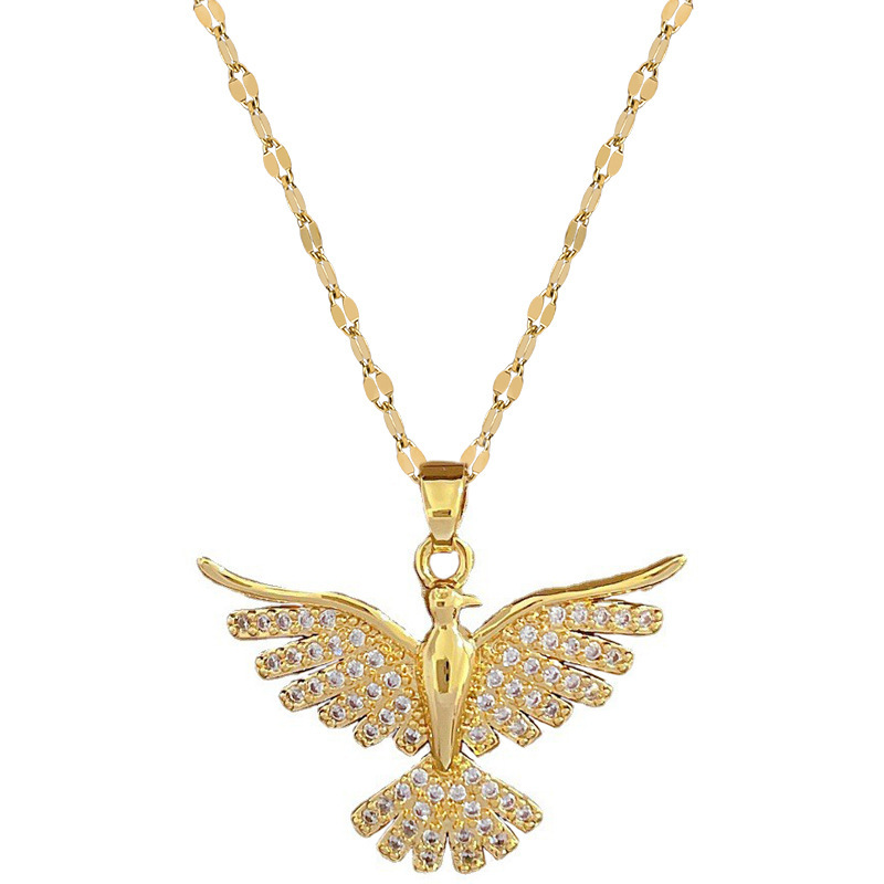 Wholesale Basic Modern Style Classic Style Eagle 304 Stainless Steel Copper 18K Gold Plated Zircon Pendant Necklace display picture 2