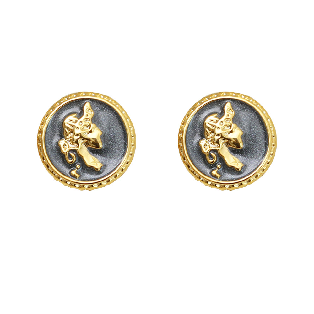 1 Pair Vintage Style Human Round Copper 18K Gold Plated Ear Studs display picture 2