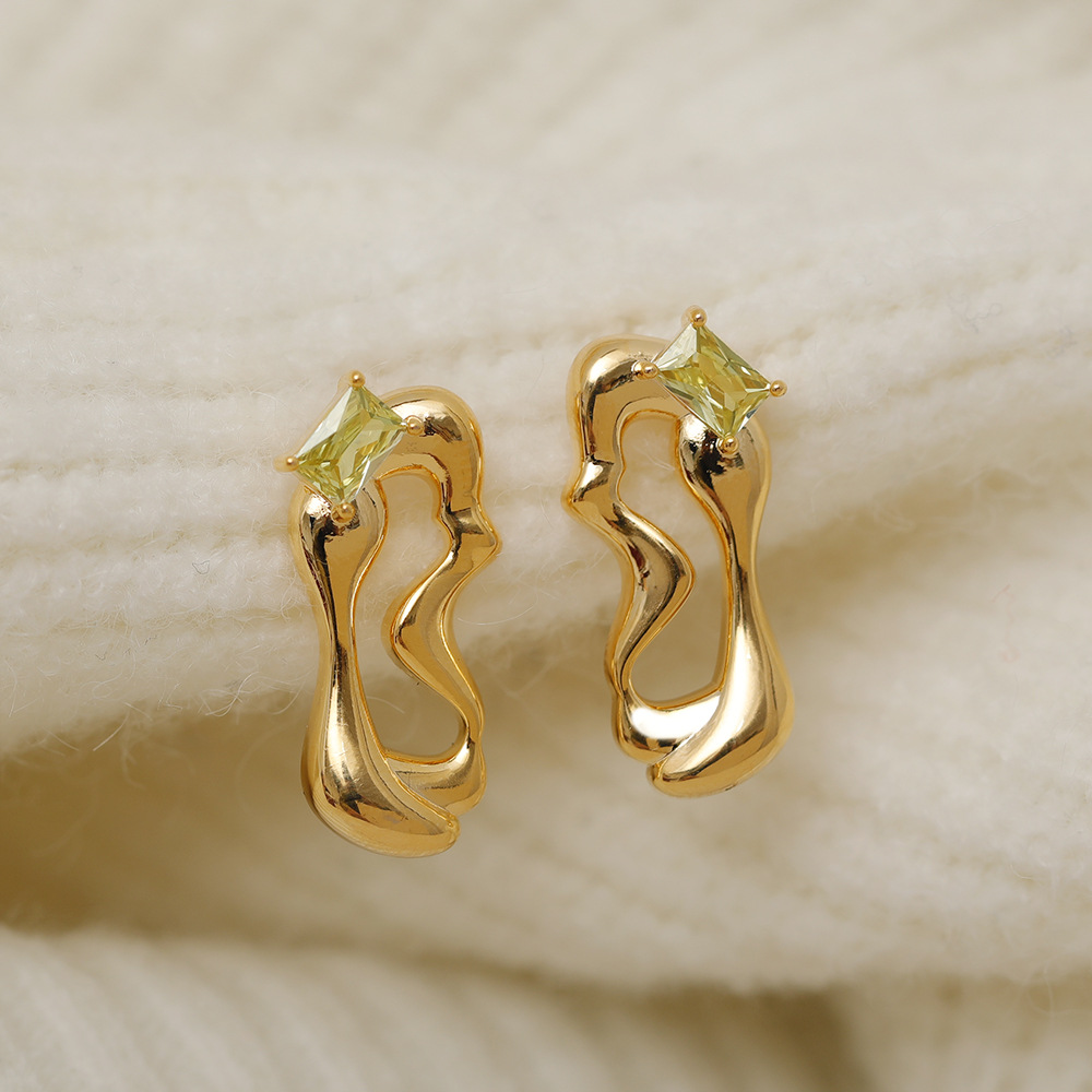 1 Paire Style IG Les Gouttelettes D'Eau Placage Le Cuivre Plaqué Or 18K Boucles D'Oreilles display picture 6