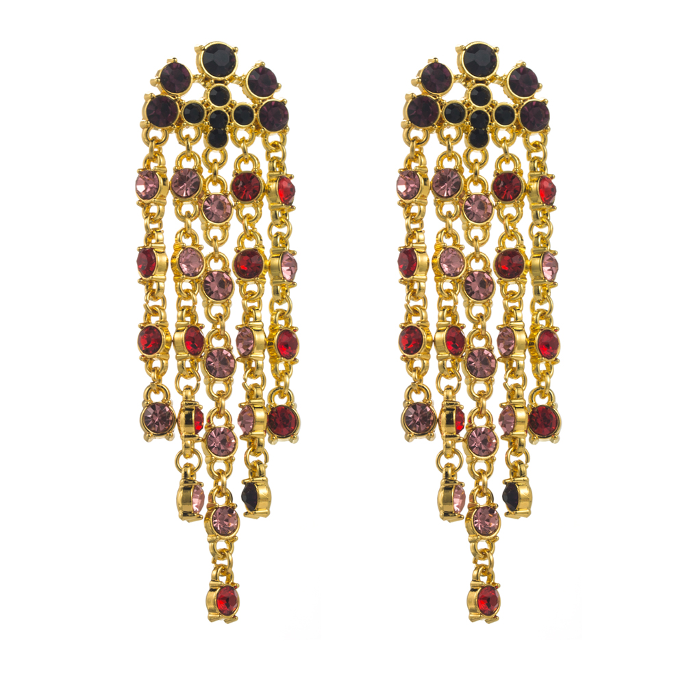 1 Pair Casual Elegant Tassel Inlay Zinc Alloy Artificial Diamond Gold Plated Drop Earrings display picture 6