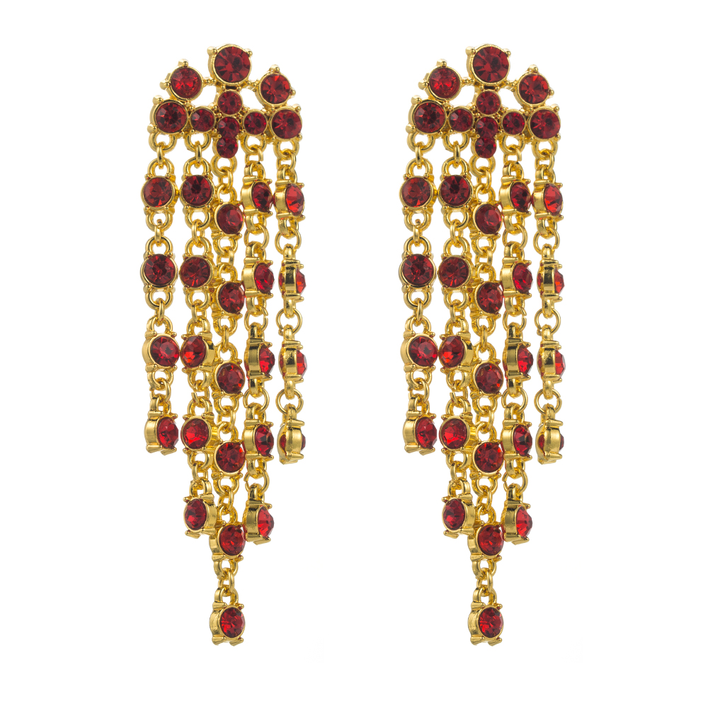 1 Pair Casual Elegant Tassel Inlay Zinc Alloy Artificial Diamond Gold Plated Drop Earrings display picture 5