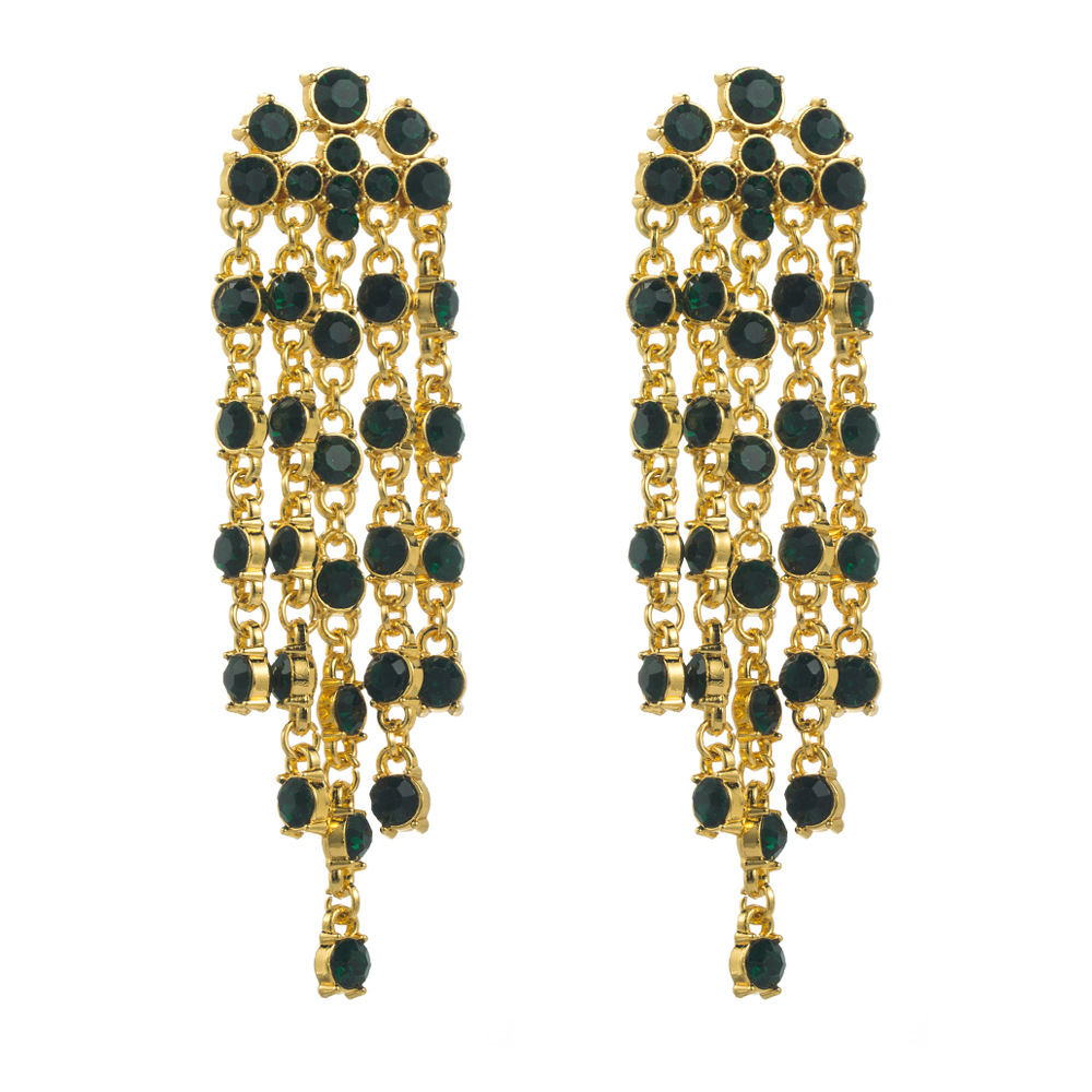 1 Pair Casual Elegant Tassel Inlay Zinc Alloy Artificial Diamond Gold Plated Drop Earrings display picture 7