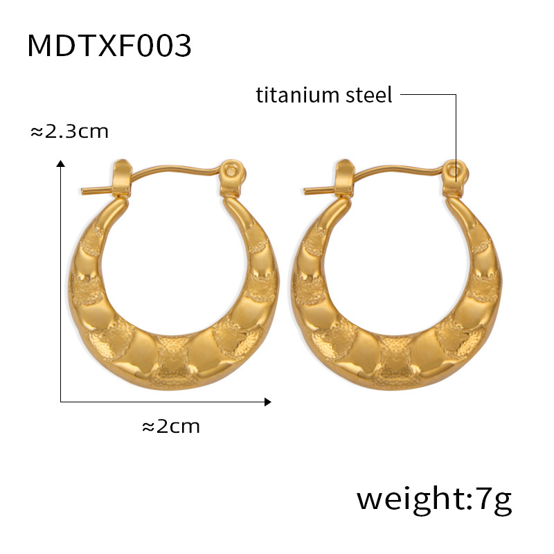 1 Pair Casual Elegant Simple Style U Shape Plating Titanium Steel 18K Gold Plated Earrings display picture 9