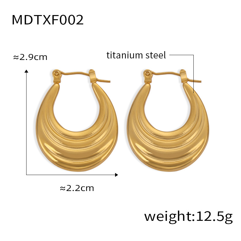 1 Pair Casual Elegant Simple Style U Shape Plating Titanium Steel 18K Gold Plated Earrings display picture 10
