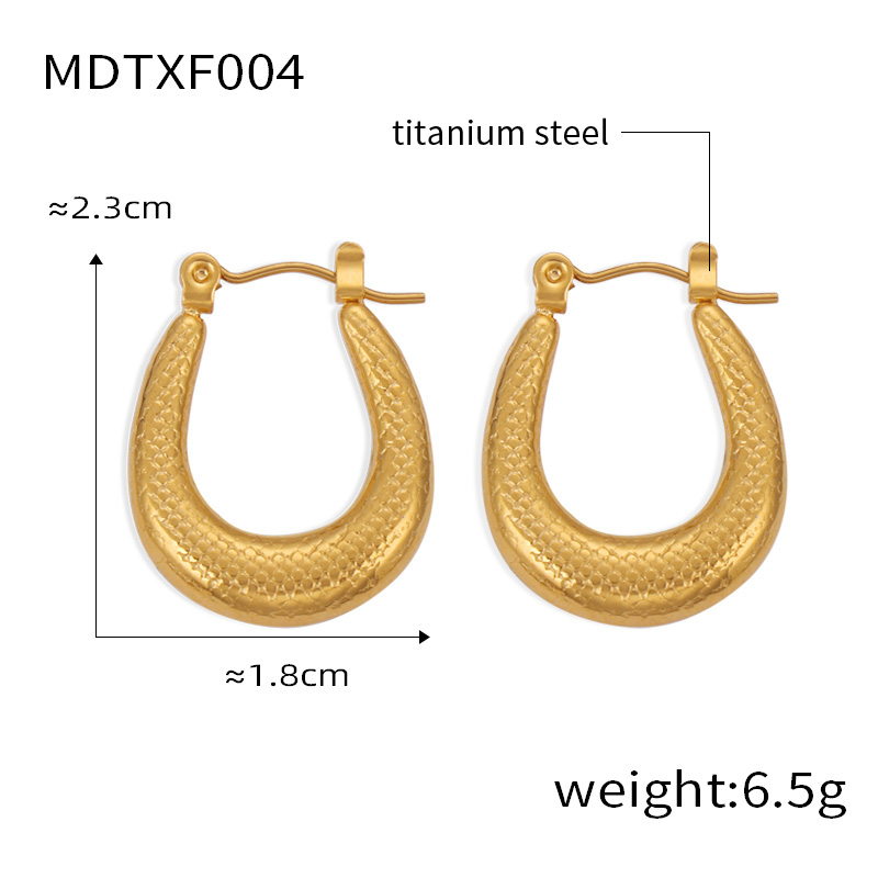 1 Pair Casual Elegant Simple Style U Shape Plating Titanium Steel 18K Gold Plated Earrings display picture 6