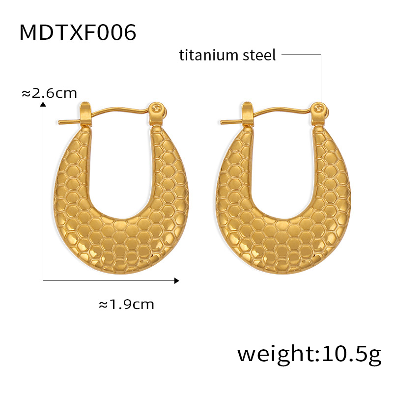 1 Pair Casual Elegant Simple Style U Shape Plating Titanium Steel 18K Gold Plated Earrings display picture 8