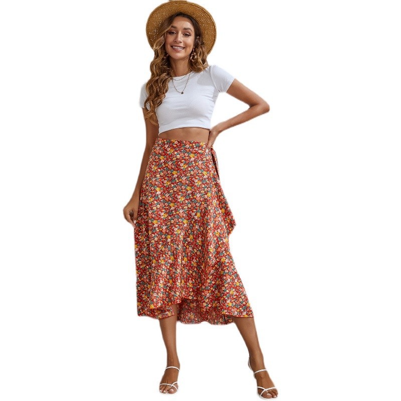 Summer Vintage Style Ditsy Floral Polyester Midi Dress Skirts display picture 15