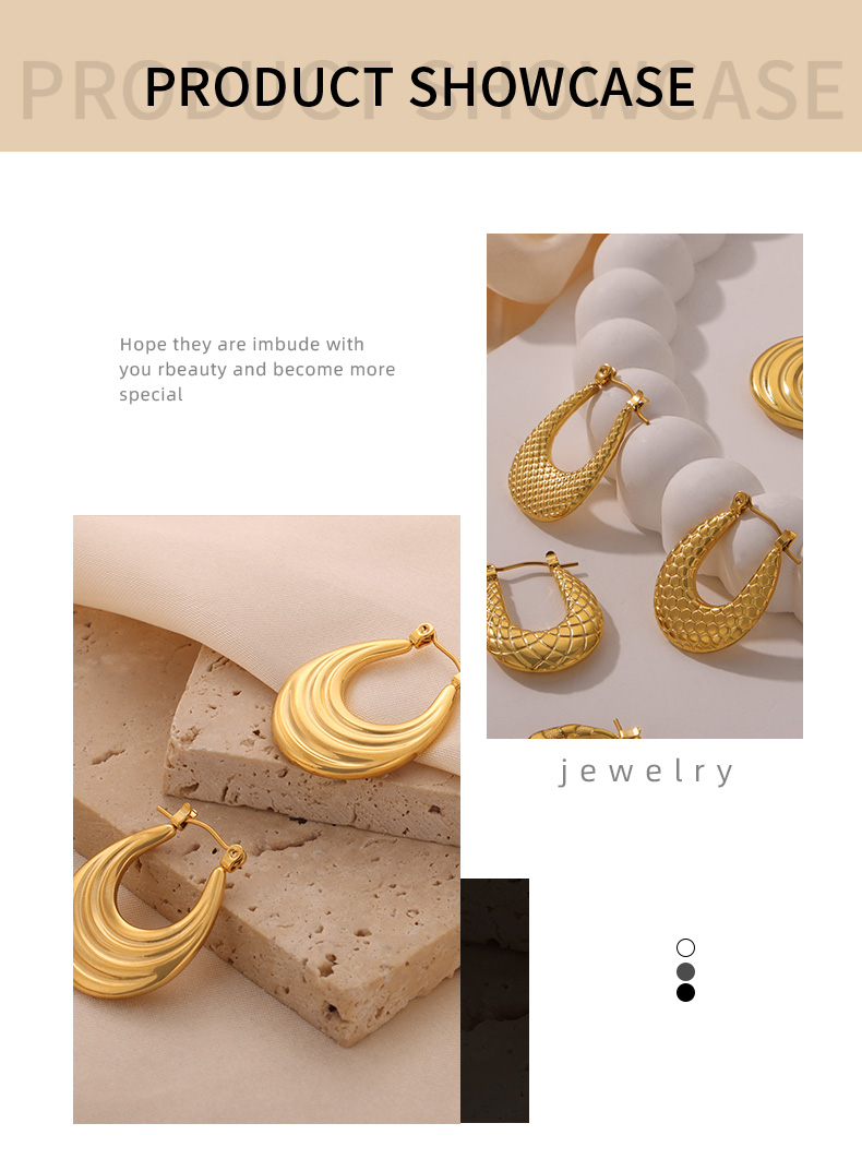 1 Pair Casual Elegant Simple Style U Shape Plating Titanium Steel 18K Gold Plated Earrings display picture 1