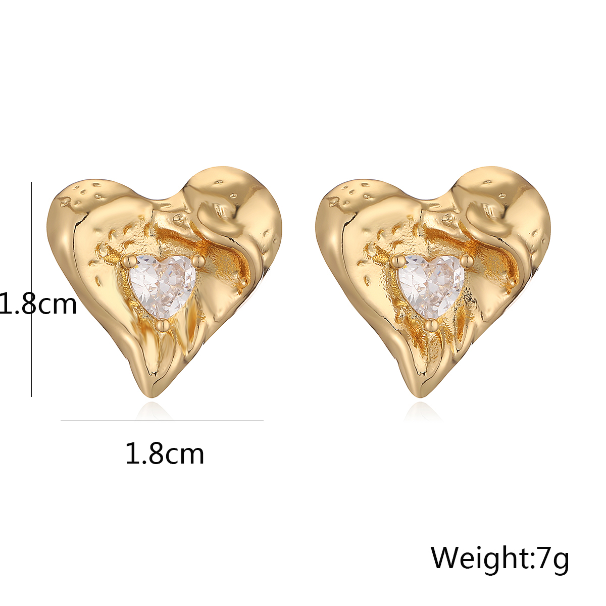 1 Pair Retro Simple Style Commute Heart Shape Inlay Copper Zircon 18K Gold Plated Ear Studs display picture 1