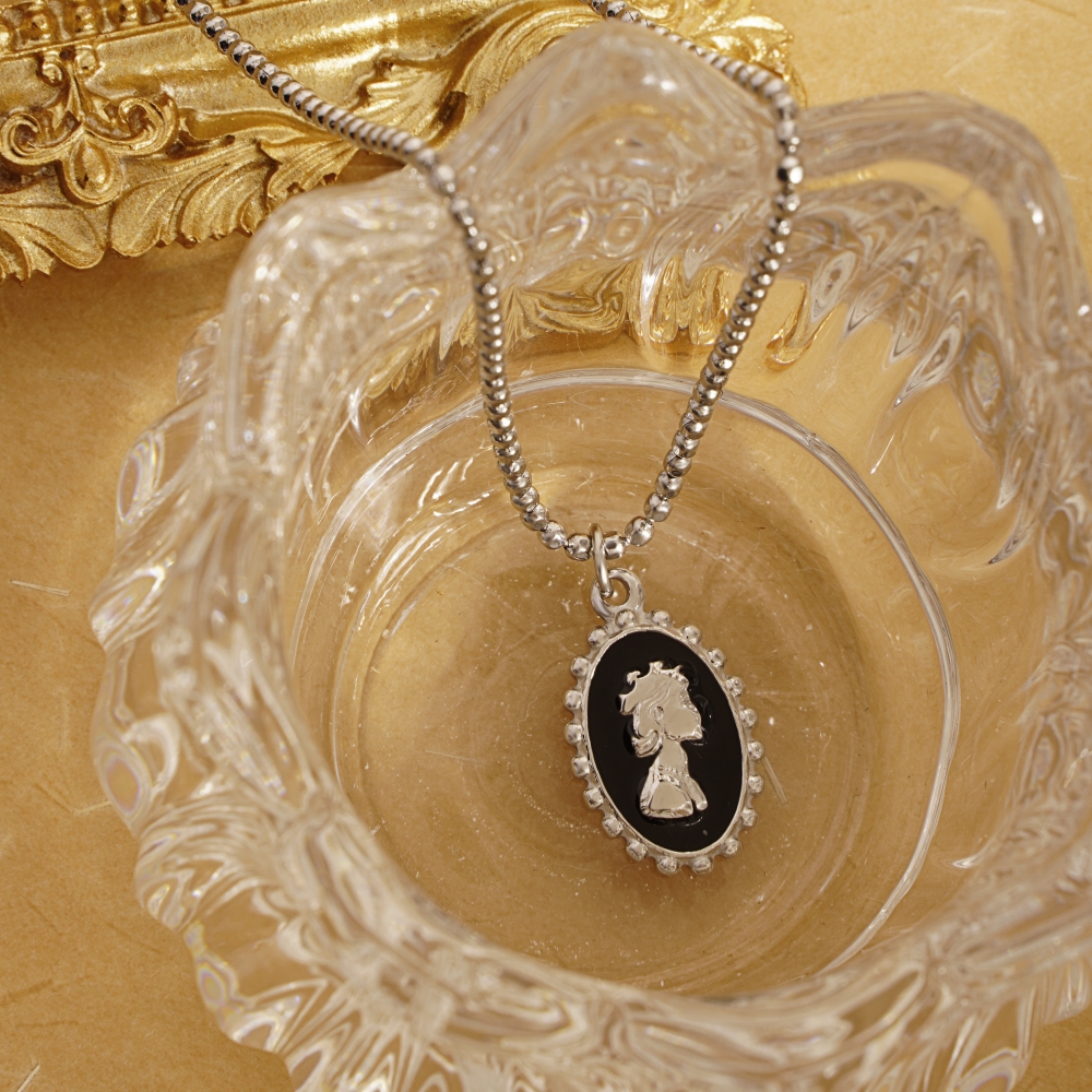 Edelstahl 304 18 Karat Vergoldet Retro Einfacher Stil Überzug Menschlich Oval Halskette display picture 4