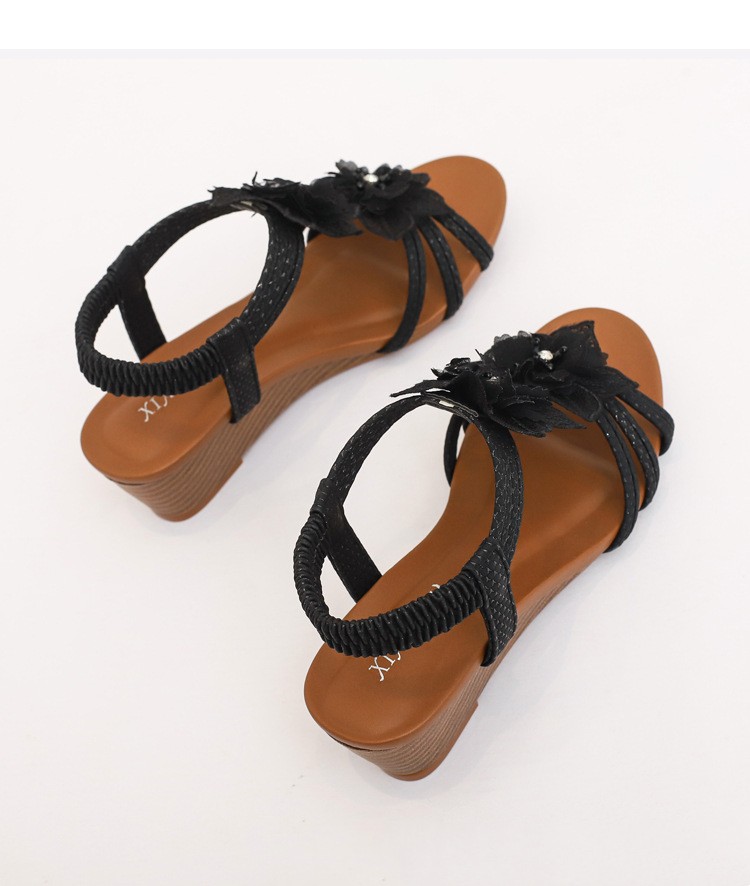 Women's Vacation Roman Style Solid Color Floral Round Toe Roman Sandals display picture 11