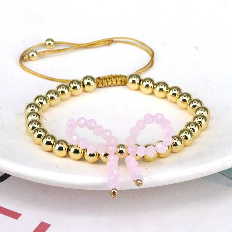 Elegant Vintage Style Simple Style Bow Knot Artificial Crystal Copper Beaded Women's Bracelets display picture 1