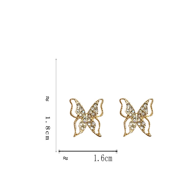 1 Pair Simple Style Classic Style Butterfly Inlay Alloy Zircon Ear Studs display picture 11
