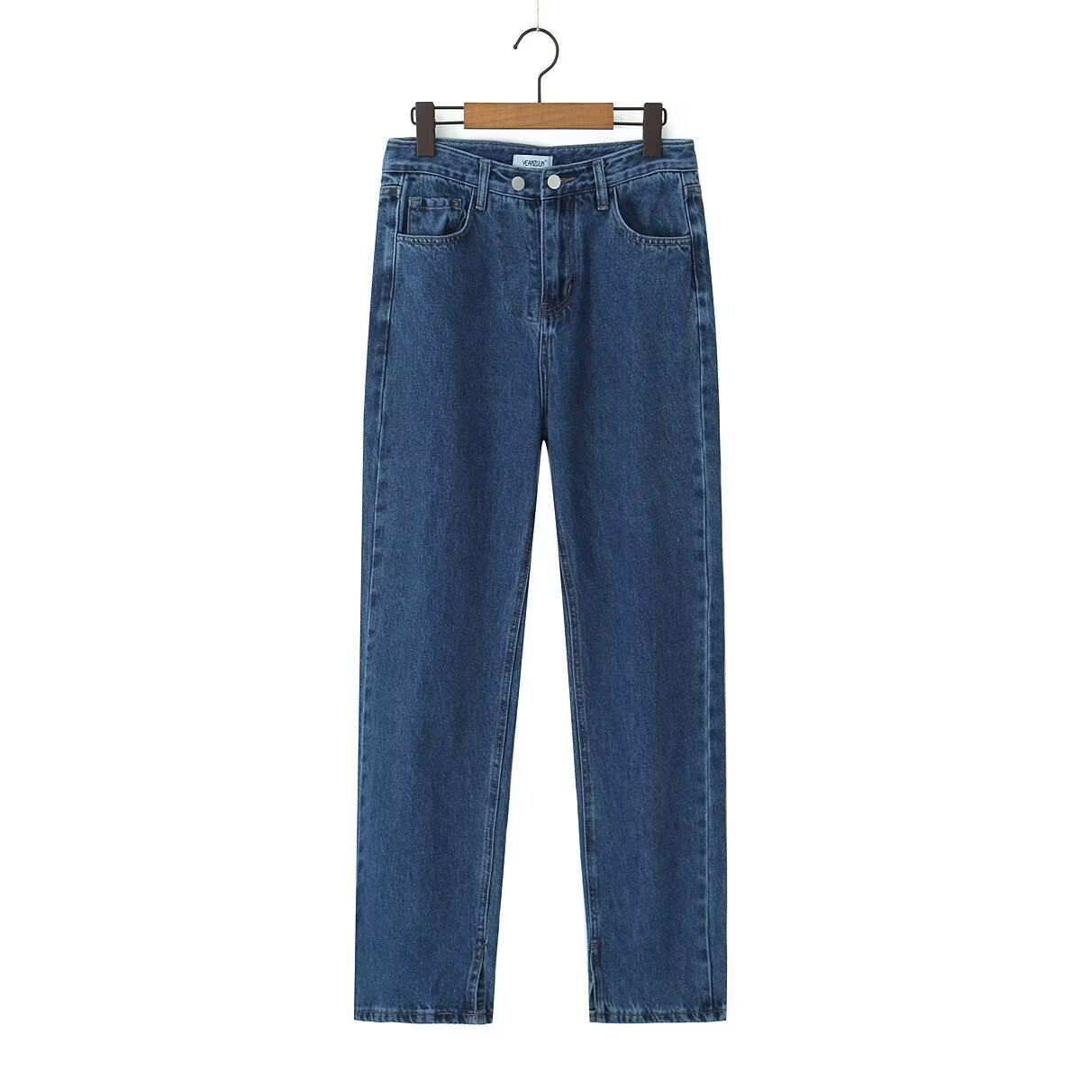 Women's Daily Simple Style Solid Color Full Length Pocket Jeans Straight Pants display picture 6