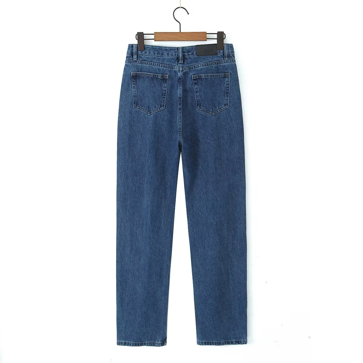 Women's Daily Simple Style Solid Color Full Length Pocket Jeans Straight Pants display picture 7