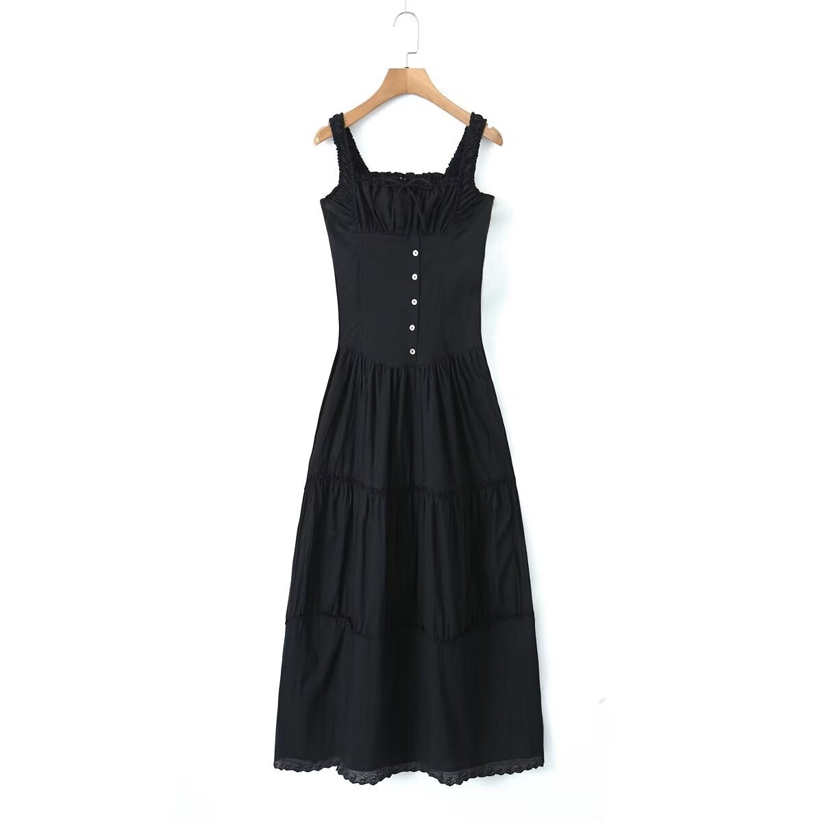 Women's Strap Dress Simple Style Square Neck Zipper Sleeveless Solid Color Maxi Long Dress Daily display picture 13
