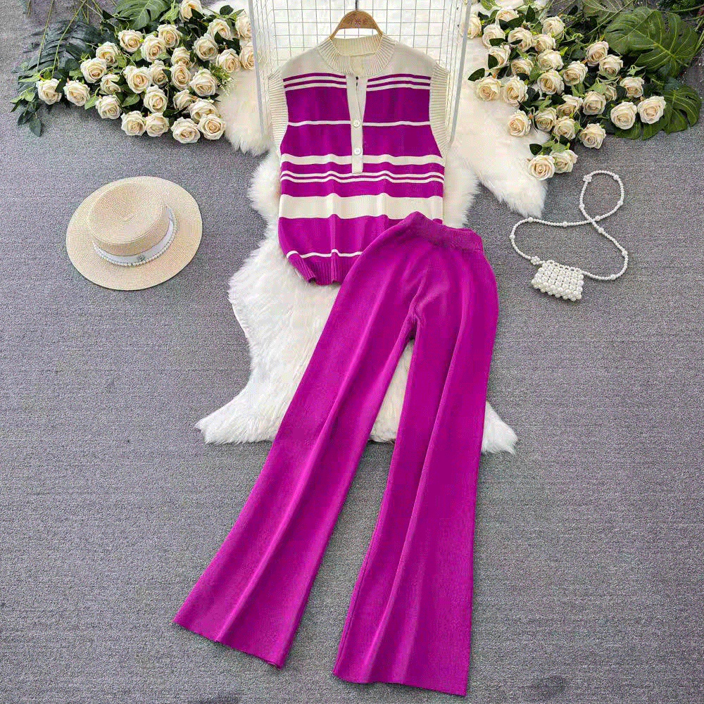 Daily Women's Casual Classic Style Stripe Knit Pants Sets Pants Sets display picture 2