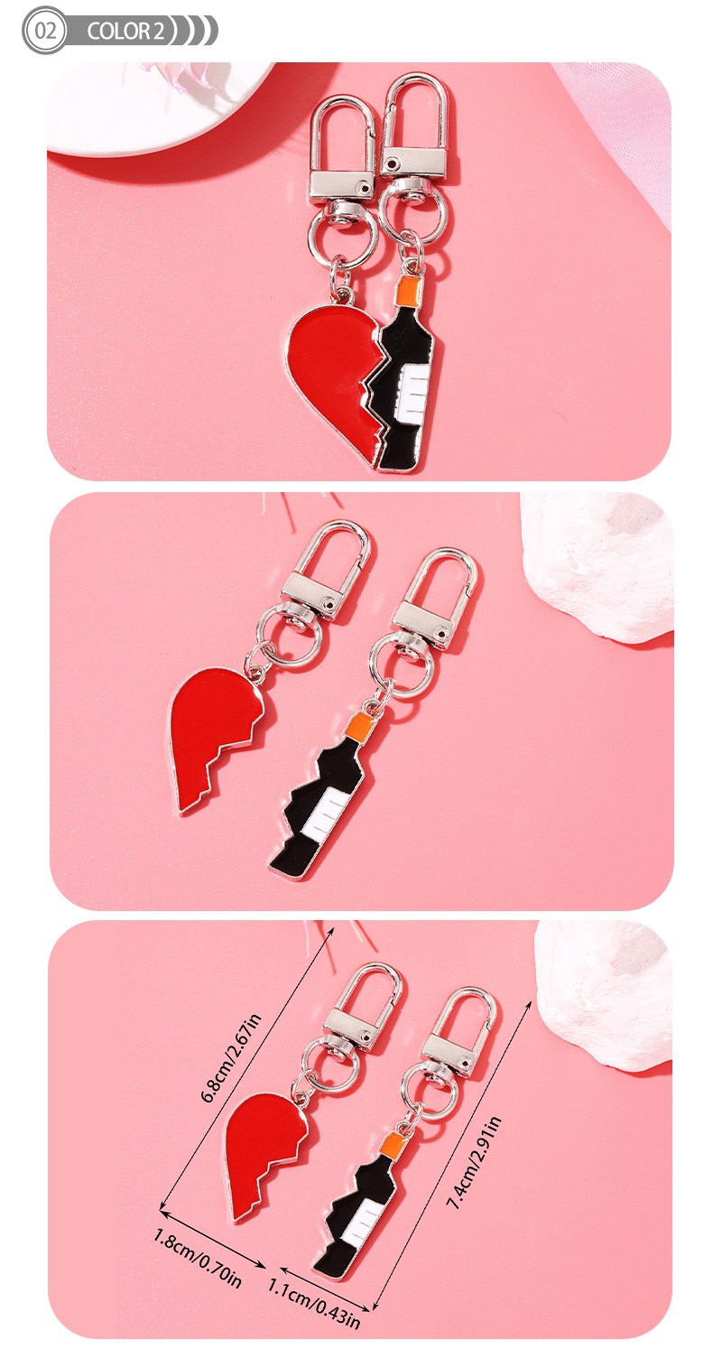 Einfacher Stil Herzform Weinflasche Legierung Emaille Überzug Taschenanhänger Schlüsselbund display picture 3