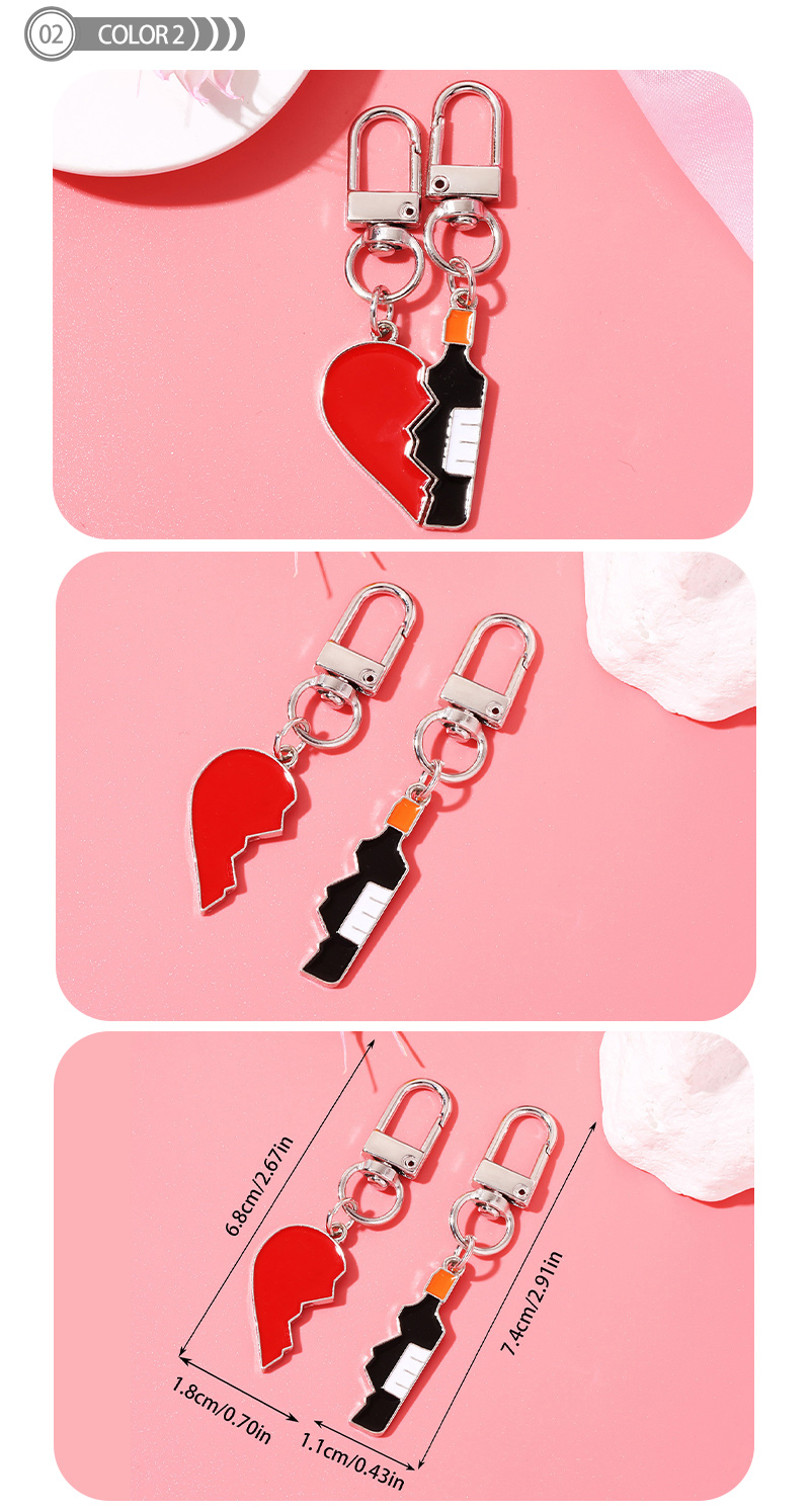 Simple Style Heart Shape Wine Bottle Alloy Enamel Plating Bag Pendant Keychain display picture 3