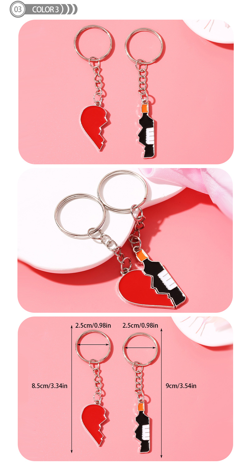 Simple Style Heart Shape Wine Bottle Alloy Enamel Plating Bag Pendant Keychain display picture 5