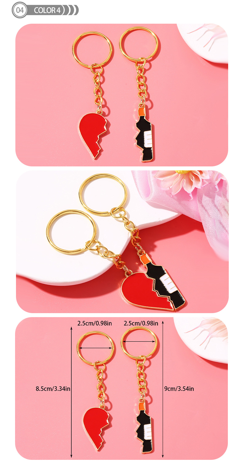 Simple Style Heart Shape Wine Bottle Alloy Enamel Plating Bag Pendant Keychain display picture 6