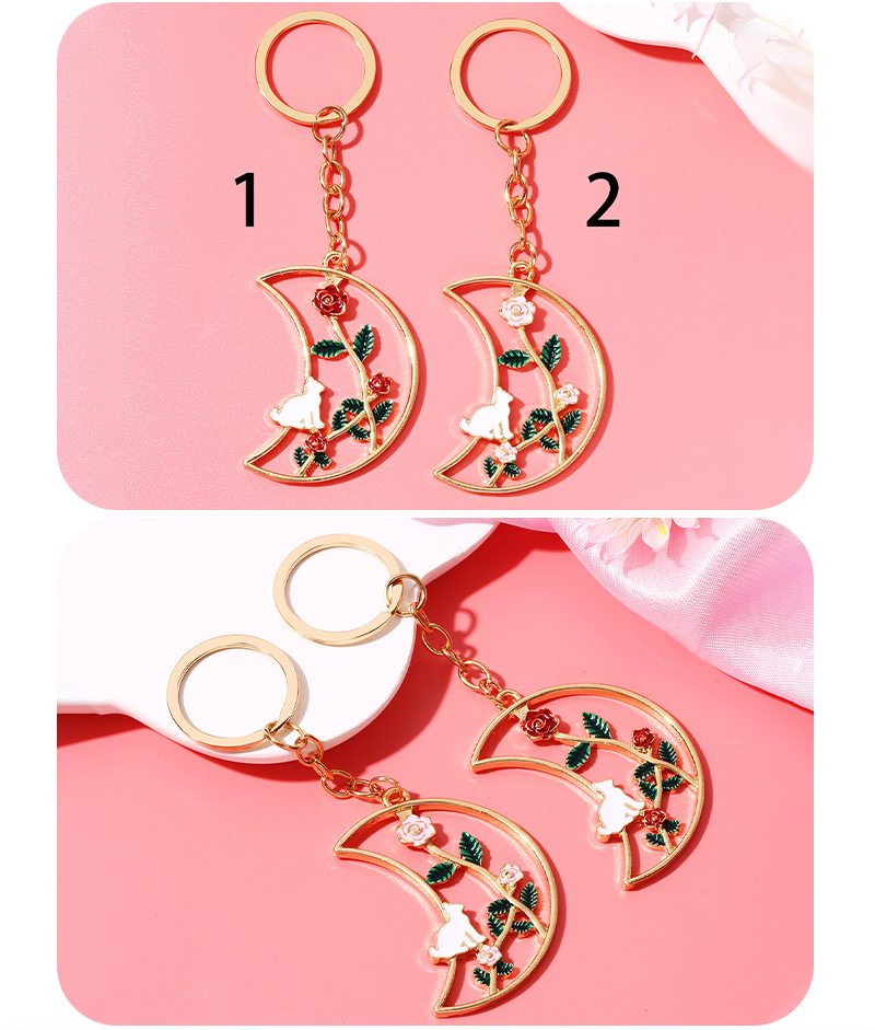 IG Style Simple Style Moon Cat Rose Alloy Plating Bag Pendant Keychain display picture 4