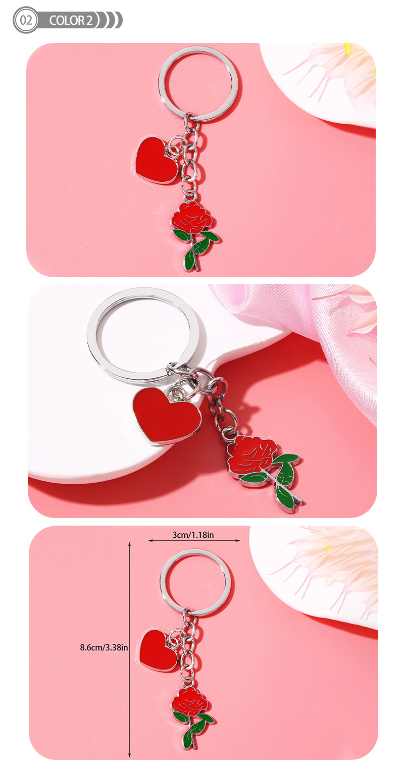 IG Style Simple Style Heart Shape Rose Alloy Enamel Plating Bag Pendant Keychain display picture 3