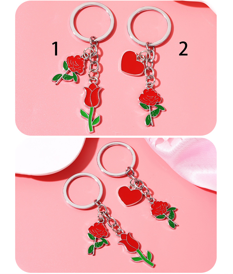 IG Style Simple Style Heart Shape Rose Alloy Enamel Plating Bag Pendant Keychain display picture 4
