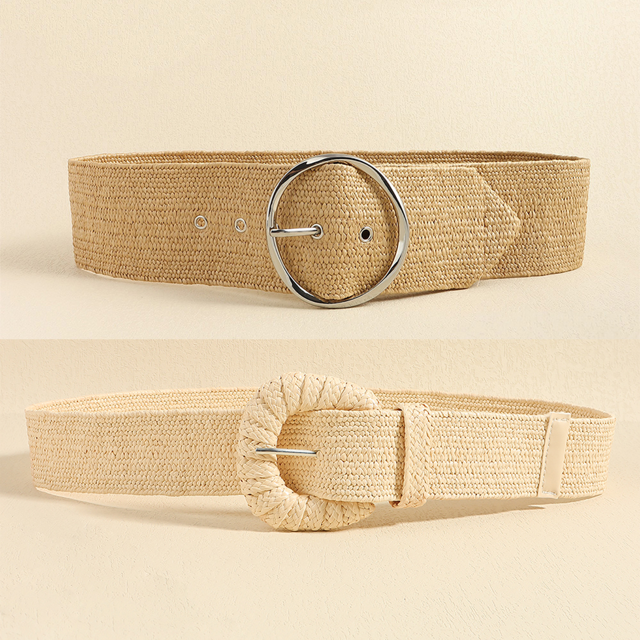 Beach Classic Style Solid Color Belt Buckle Women's Woven Belts display picture 8