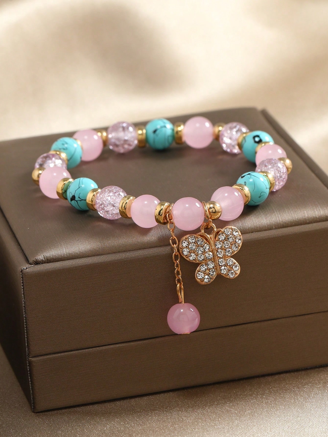 Pastoral Butterfly Alloy Glass Beaded Rhinestones Women's Bracelets display picture 3