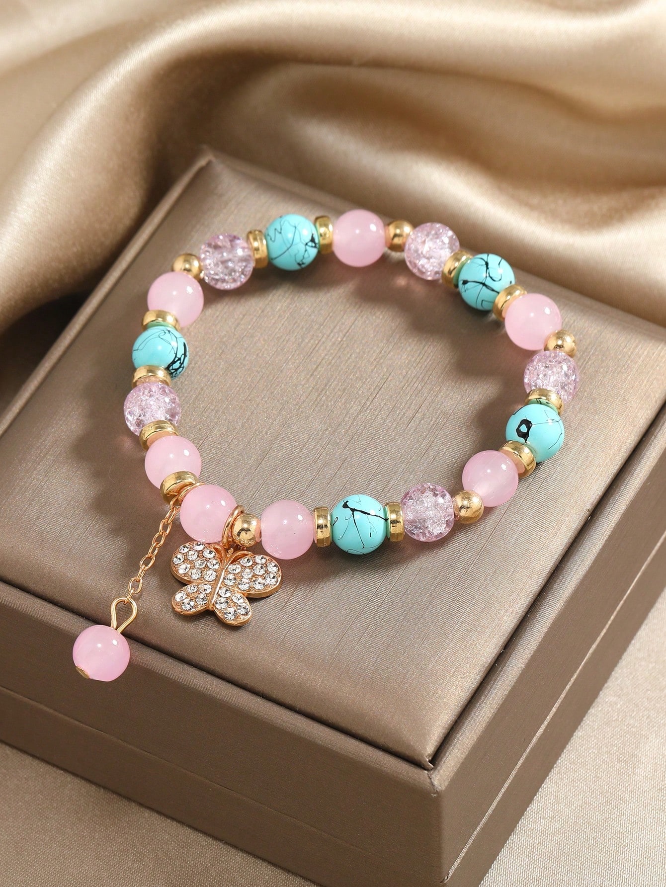 Pastoral Butterfly Alloy Glass Beaded Rhinestones Women's Bracelets display picture 2