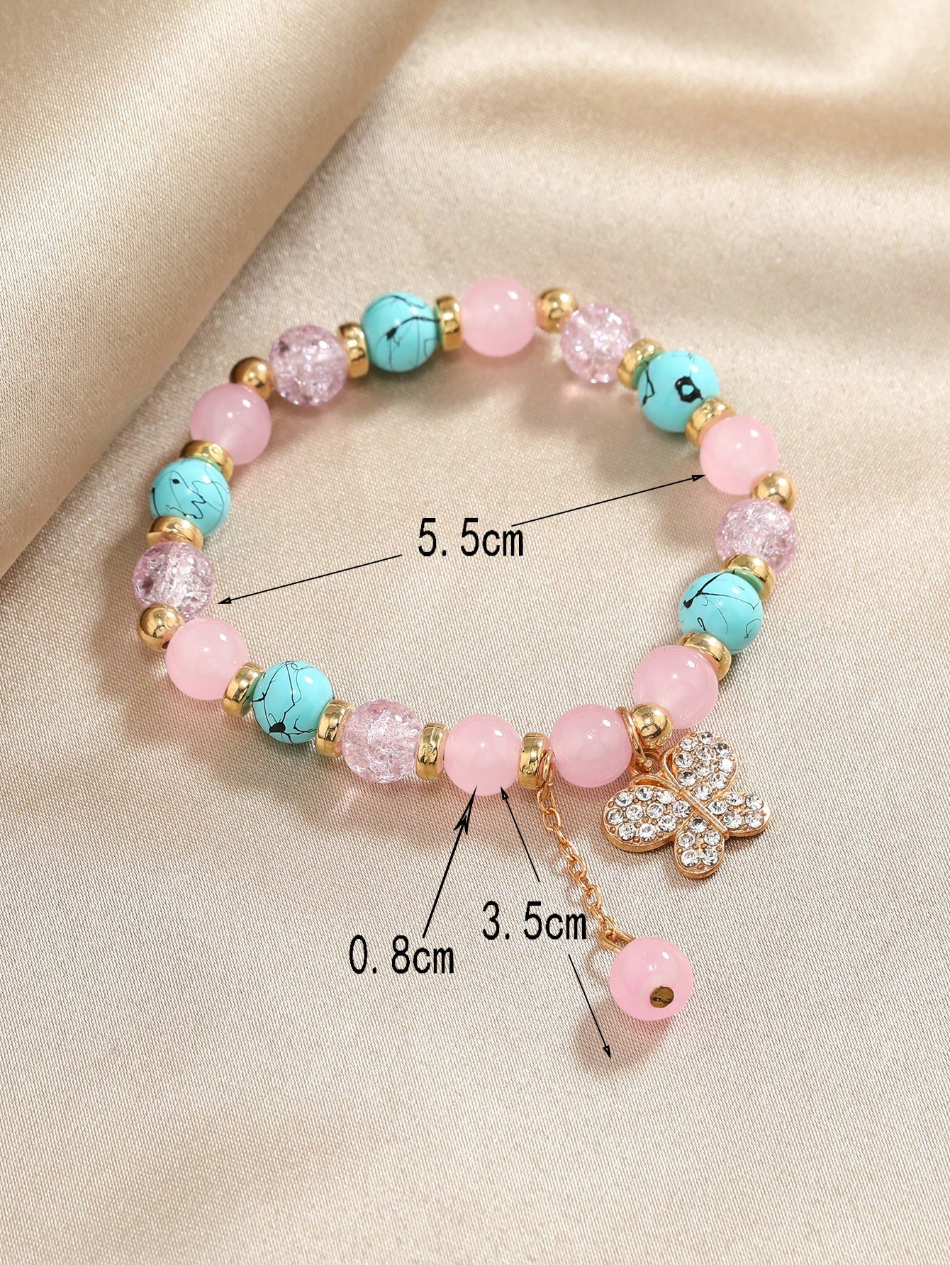 Pastoral Butterfly Alloy Glass Beaded Rhinestones Women's Bracelets display picture 5