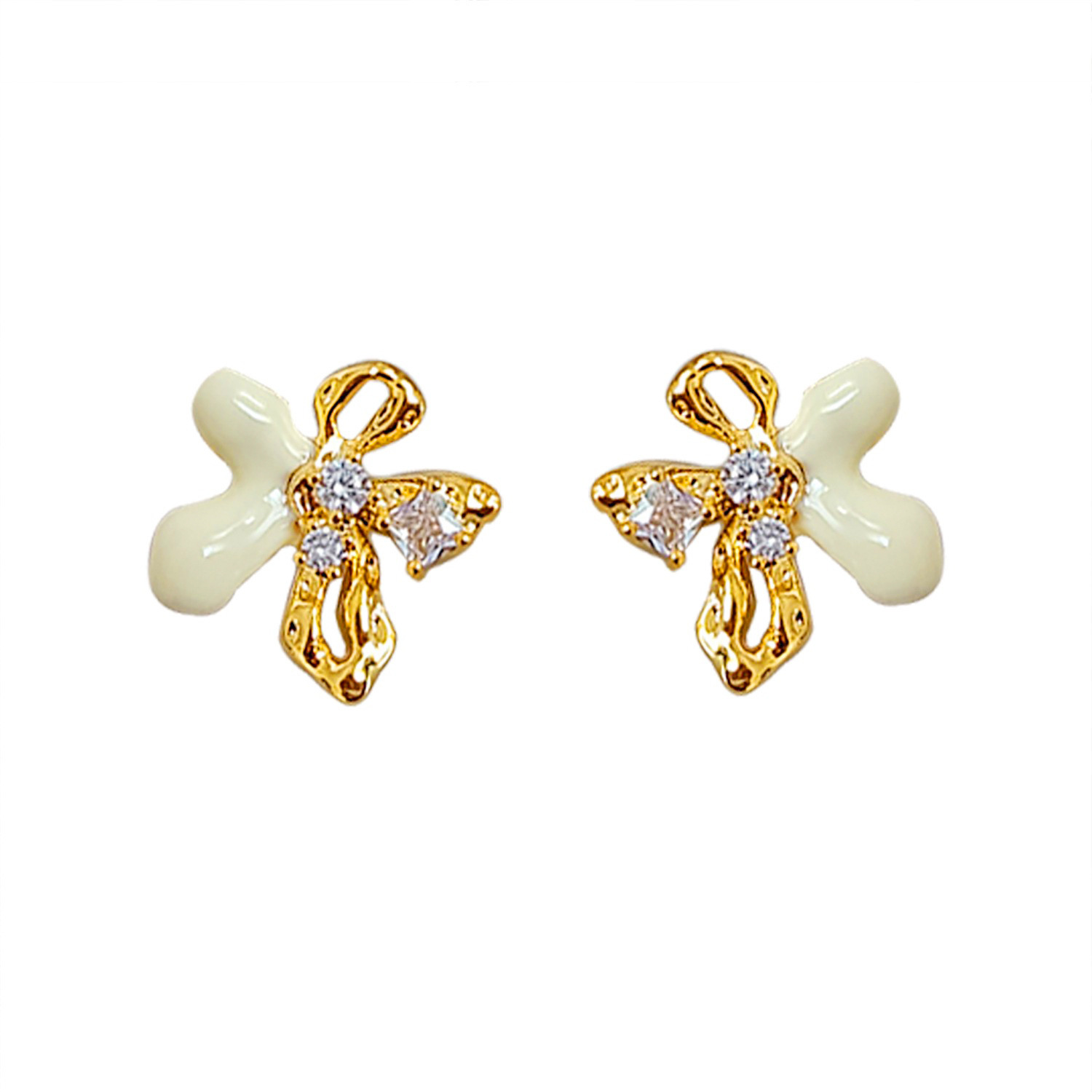 1 Pair Cute Beach Sweet Flower Drip Glazed Hollow Out Inlay Copper 18K Gold Plated Ear Cuffs Ear Studs display picture 2