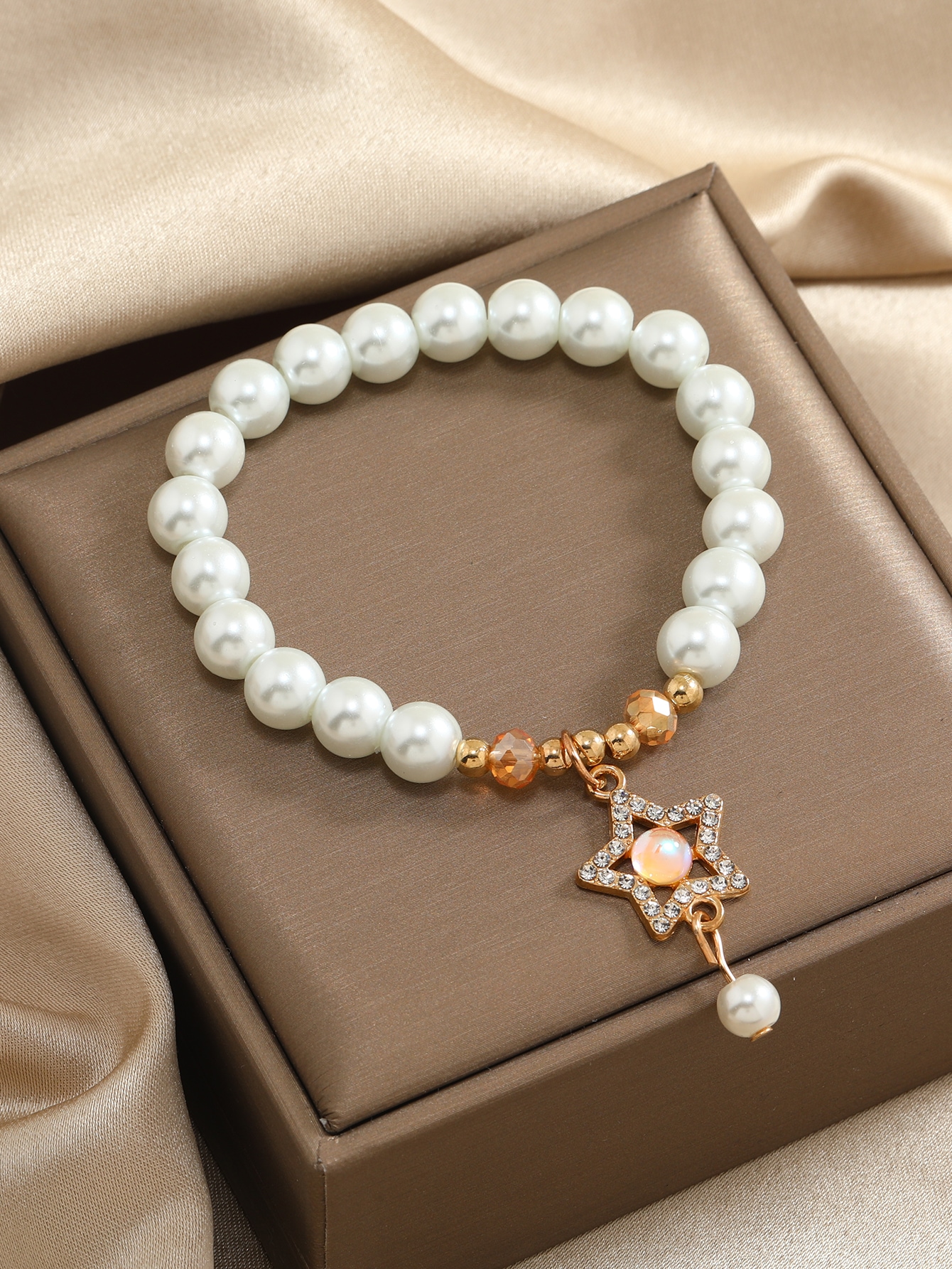Cute Pastoral Pentagram Alloy Glass Beaded Rhinestones Women's Bracelets display picture 4