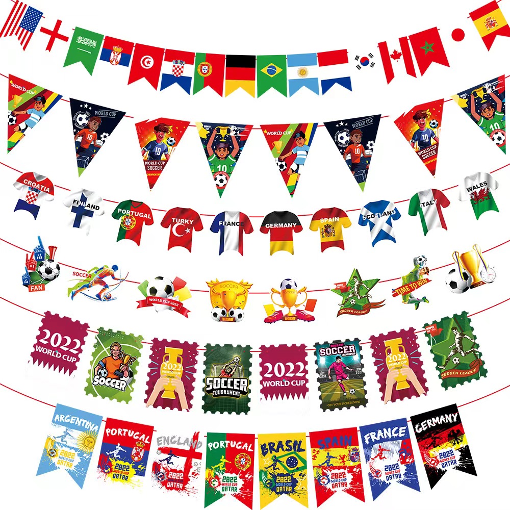 Fußball-Weltmeisterschaft Brief Amerikanische Flagge Football Papier Gruppe Karneval Hängende Ornamente Banner Dekorative Requisiten display picture 3