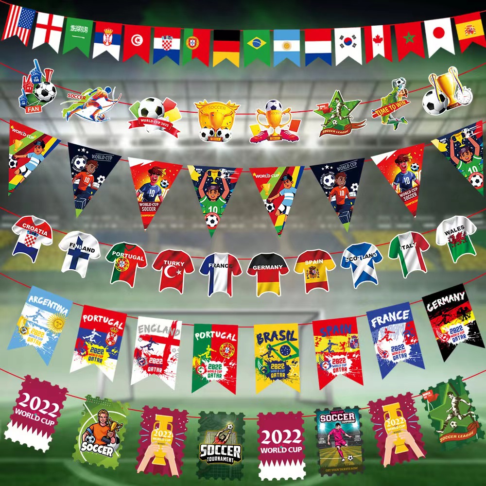 كأس العالم رسالة العلم الأمريكي كرة القدم ورق حزب، حفلة كرنفال الحلي المعلقة لافتة الدعائم الزخرفية display picture 4